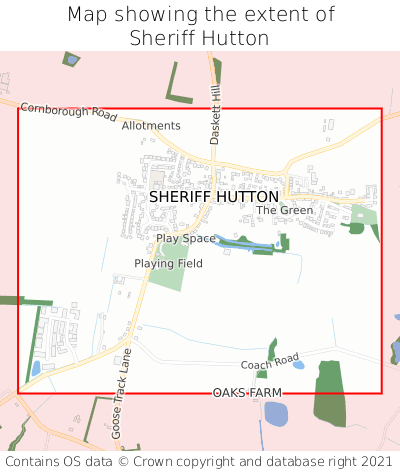 Map showing extent of Sheriff Hutton as bounding box