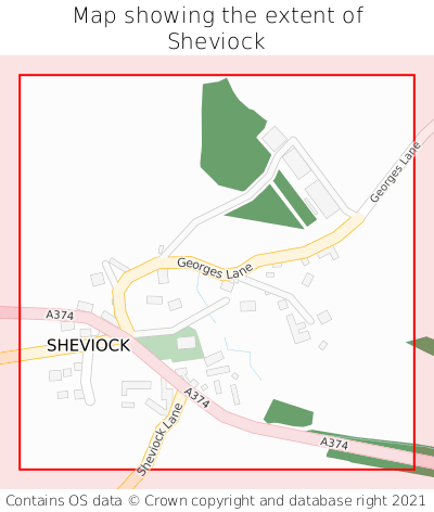 Map showing extent of Sheviock as bounding box