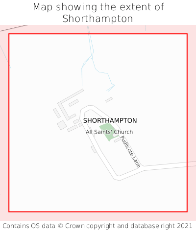 Map showing extent of Shorthampton as bounding box