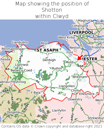 Map showing location of Shotton within Clwyd