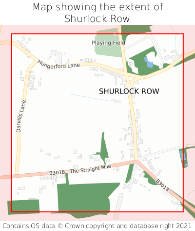 Map showing extent of Shurlock Row as bounding box