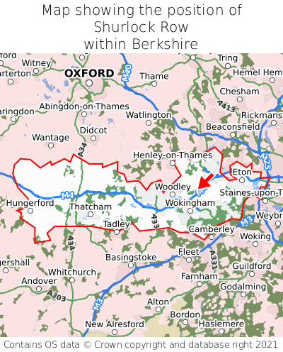 Map showing location of Shurlock Row within Berkshire