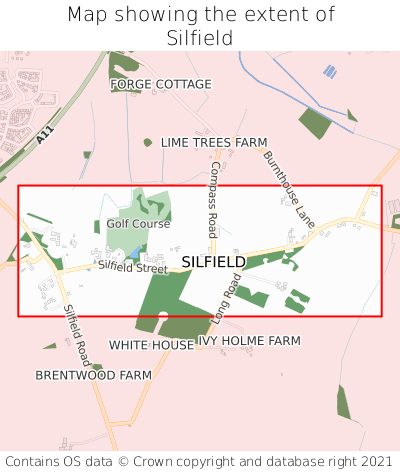 Map showing extent of Silfield as bounding box