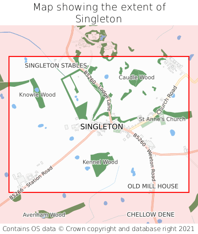 Map showing extent of Singleton as bounding box