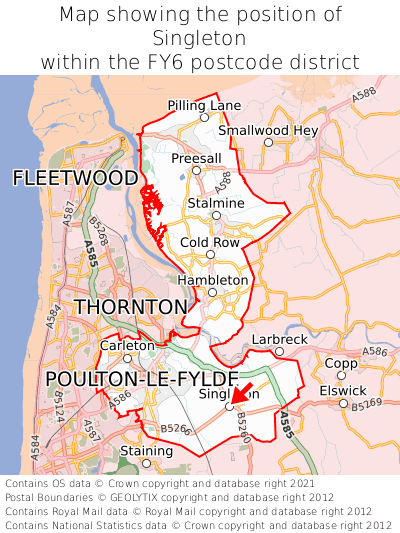 Map showing location of Singleton within FY6