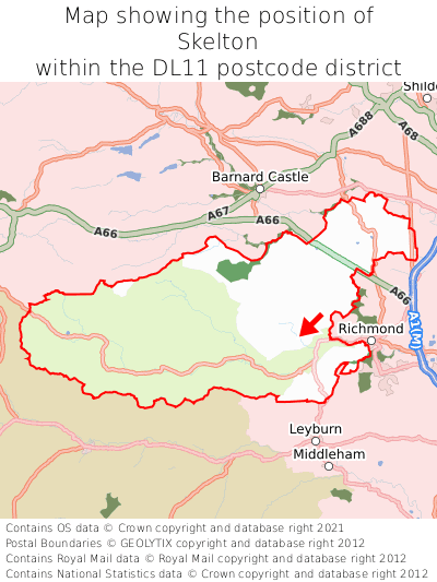 Map showing location of Skelton within DL11