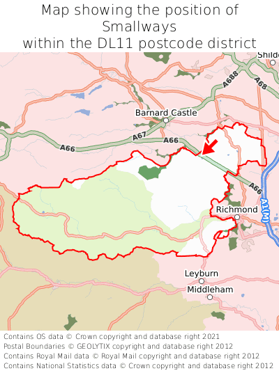 Map showing location of Smallways within DL11