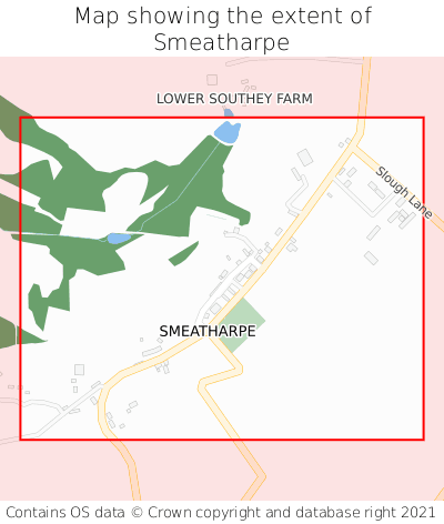 Map showing extent of Smeatharpe as bounding box