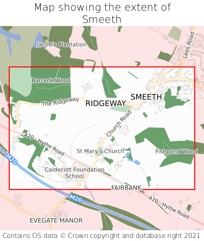 Map showing extent of Smeeth as bounding box