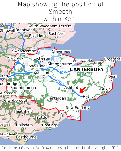 Map showing location of Smeeth within Kent