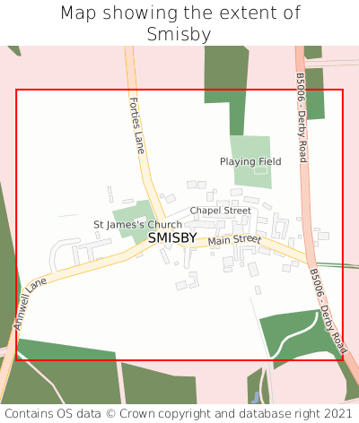 Map showing extent of Smisby as bounding box