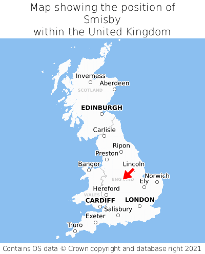 Map showing location of Smisby within the UK