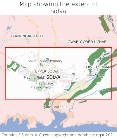 Map showing extent of Solva as bounding box