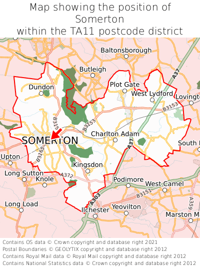 Somerton Map Position In Ta11 000001 