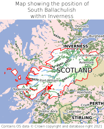 Map showing location of South Ballachulish within Inverness