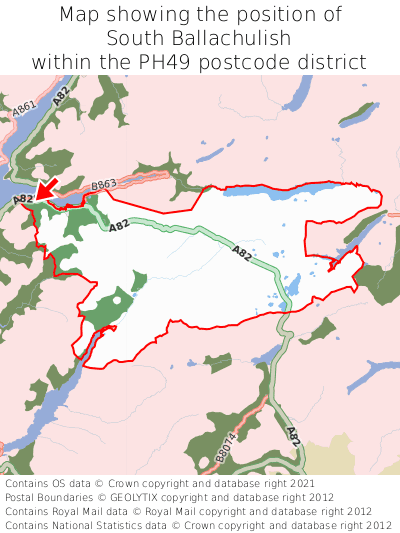 Map showing location of South Ballachulish within PH49