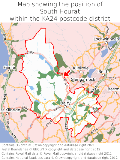 Map showing location of South Hourat within KA24