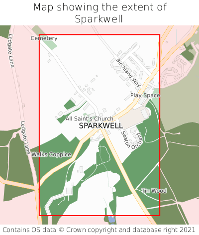 Map showing extent of Sparkwell as bounding box