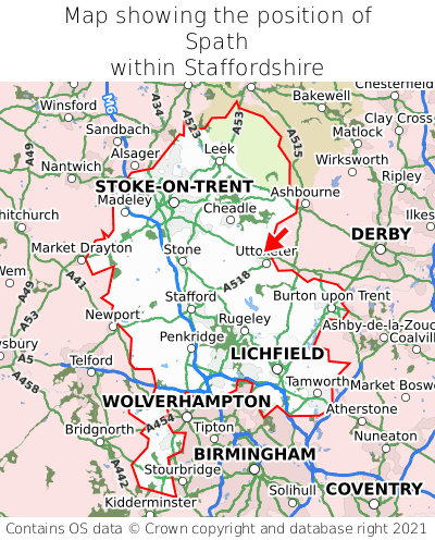 Map showing location of Spath within Staffordshire