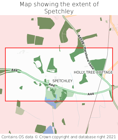 Map showing extent of Spetchley as bounding box