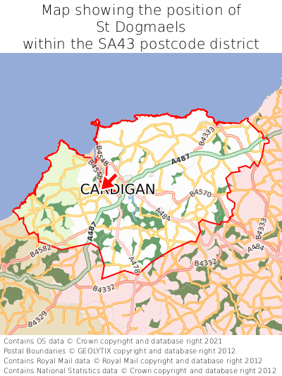 Map showing location of St Dogmaels within SA43