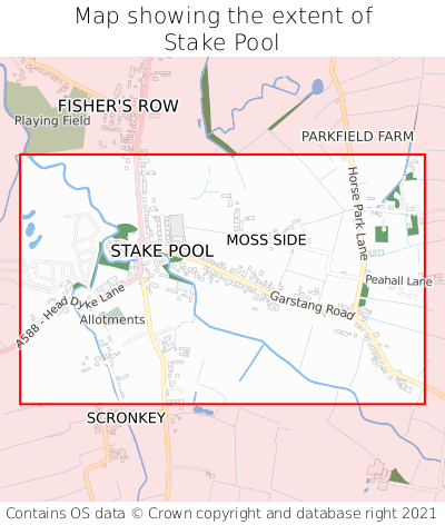 Map showing extent of Stake Pool as bounding box