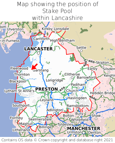 Map showing location of Stake Pool within Lancashire