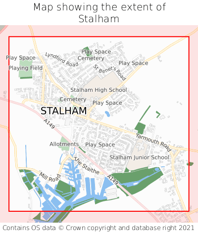 Map showing extent of Stalham as bounding box