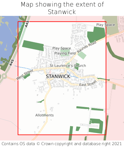 Map showing extent of Stanwick as bounding box