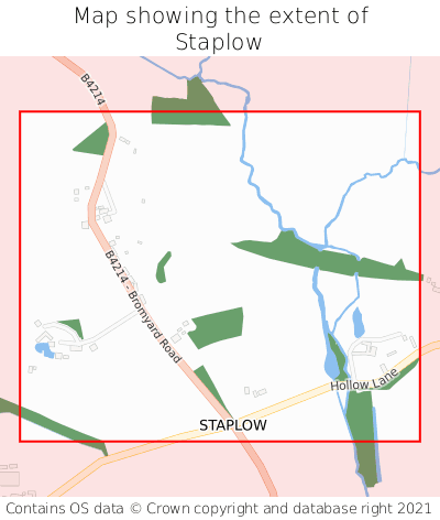 Map showing extent of Staplow as bounding box