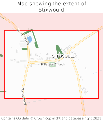 Map showing extent of Stixwould as bounding box