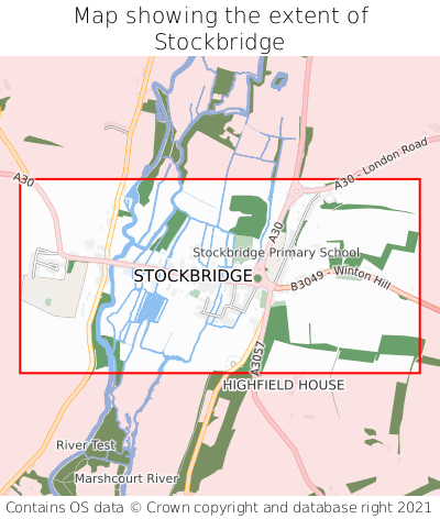 Map showing extent of Stockbridge as bounding box