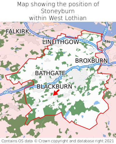 West Lothian Area Map Where Is Stoneyburn? Stoneyburn On A Map