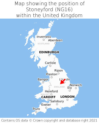 Map showing location of Stoneyford within the UK