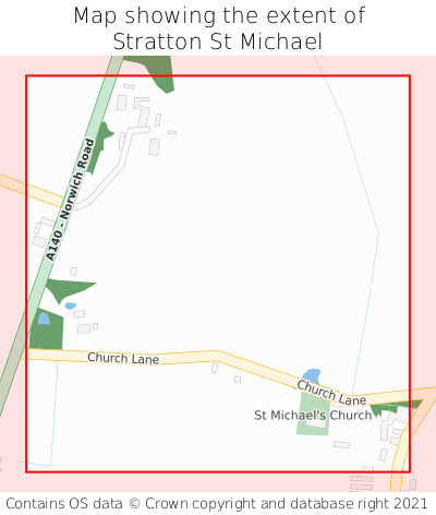 Map showing extent of Stratton St Michael as bounding box