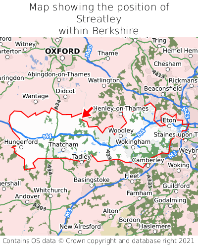 Map showing location of Streatley within Berkshire