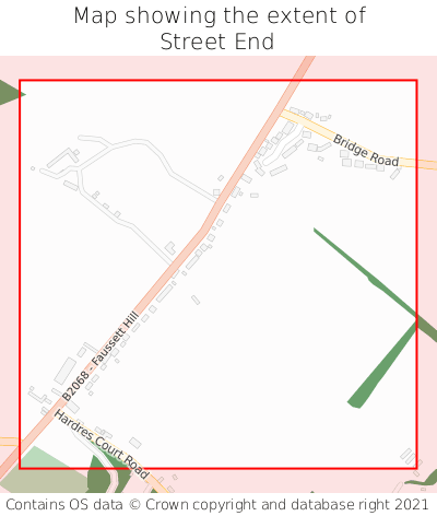 Map showing extent of Street End as bounding box