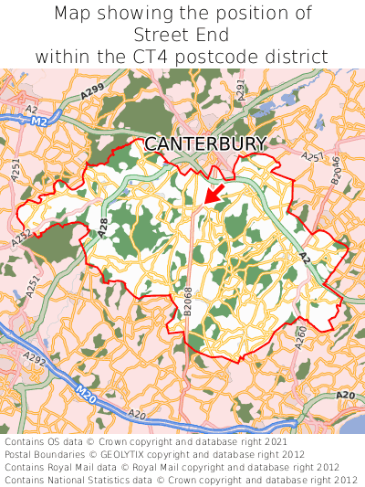 Map showing location of Street End within CT4