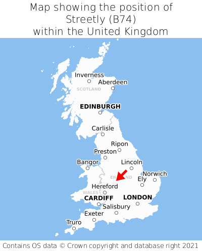 Map showing location of Streetly within the UK