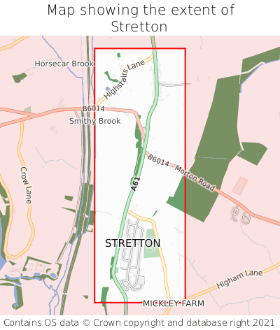 Map showing extent of Stretton as bounding box