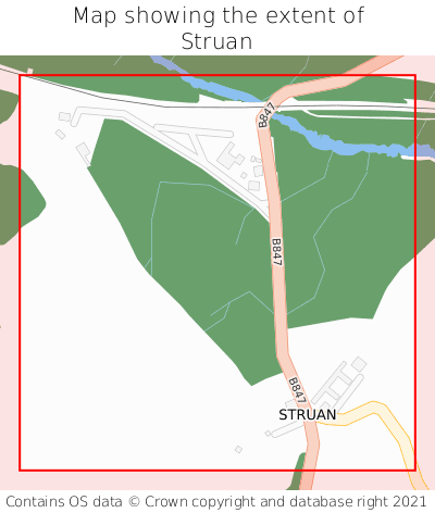 Map showing extent of Struan as bounding box