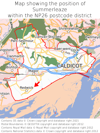Map showing location of Summerleaze within NP26