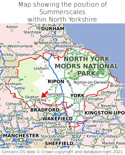 Map showing location of Summerscales within North Yorkshire