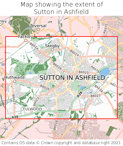 Map showing extent of Sutton in Ashfield as bounding box