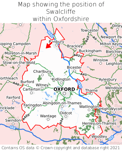 Map showing location of Swalcliffe within Oxfordshire