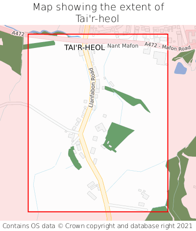 Map showing extent of Tai'r-heol as bounding box