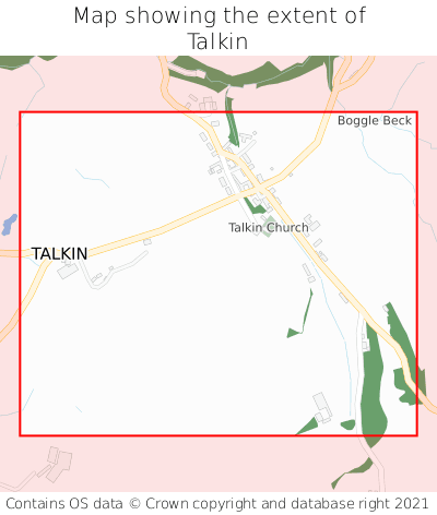 Map showing extent of Talkin as bounding box