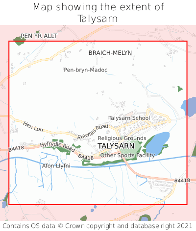 Map showing extent of Talysarn as bounding box