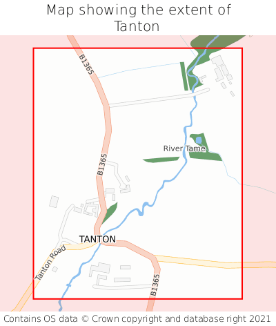 Map showing extent of Tanton as bounding box