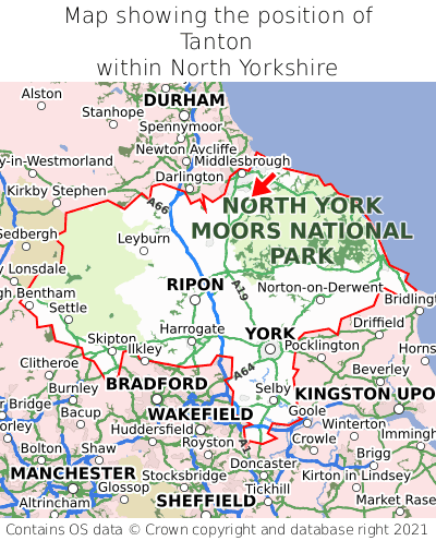 Map showing location of Tanton within North Yorkshire